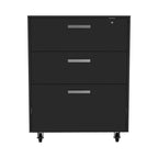35" Black Wood Three Drawers Filing Cabinet  Warm Home View