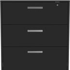 35" Black Wood Three Drawers Filing Cabinet  Warm Home View
