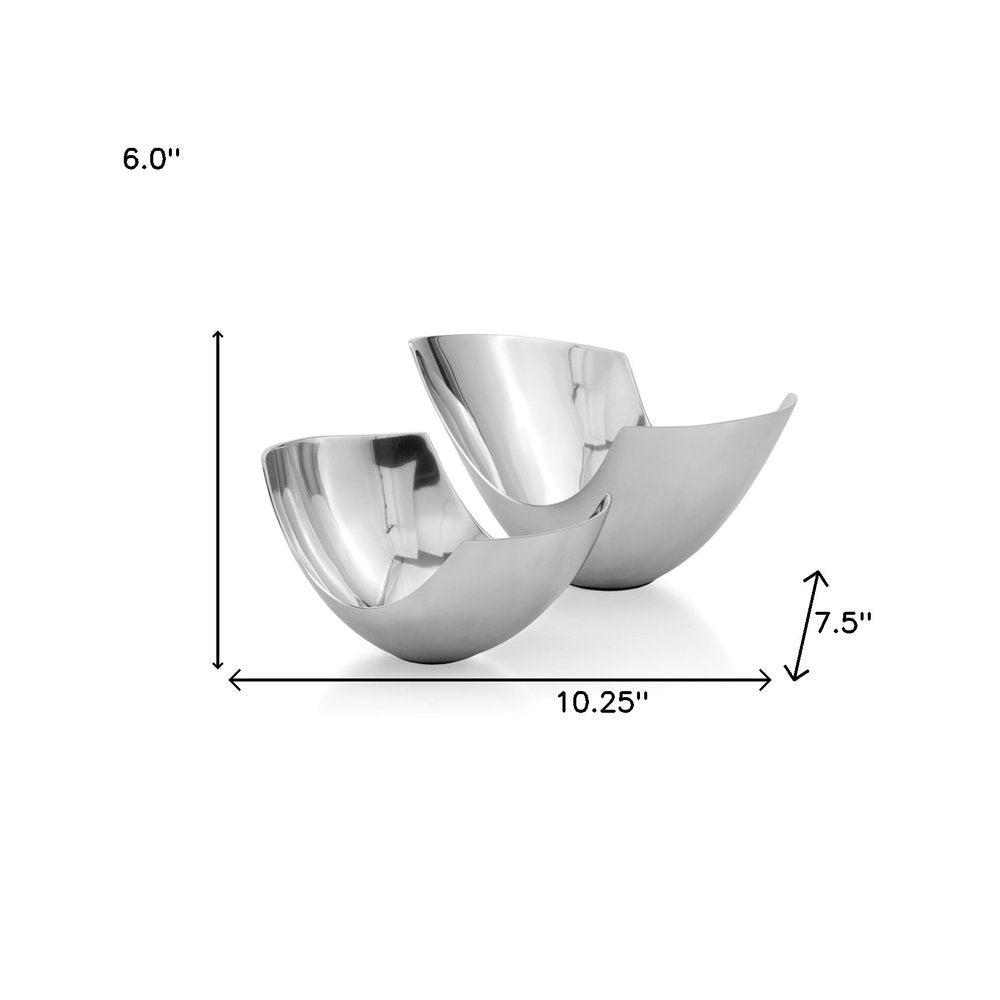Set of Two Mod Aluminum Scoop Centerpiece Bowls  Warm Home View