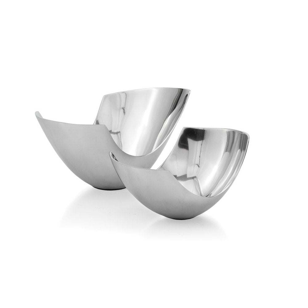 Set of Two Mod Aluminum Scoop Centerpiece Bowls  Warm Home View