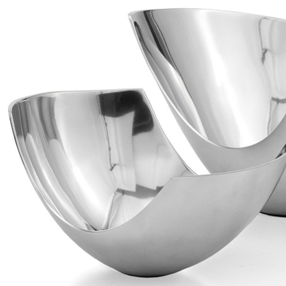 Set of Two Mod Aluminum Scoop Centerpiece Bowls  Warm Home View