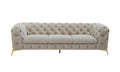 97" Beige Velvet Sofa With Gold Legs  Warm Home View