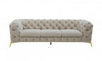 97" Beige Velvet Sofa With Gold Legs  Warm Home View