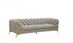 97" Beige Velvet Sofa With Gold Legs  Warm Home View