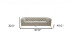 97" Beige Velvet Sofa With Gold Legs  Warm Home View