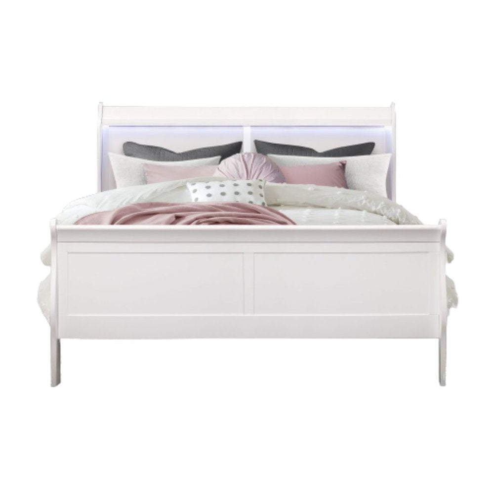 White Wood Full Bed Frame  Warm Home View