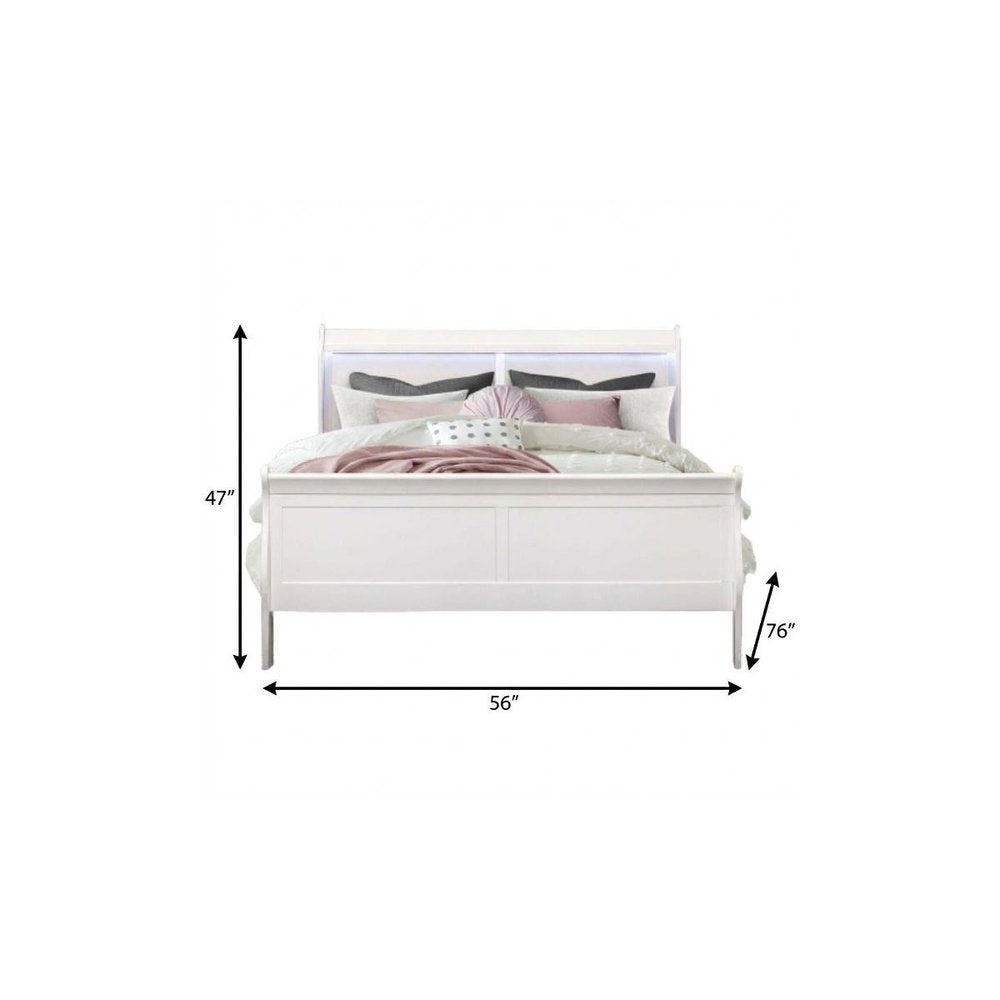 White Wood Full Bed Frame  Warm Home View