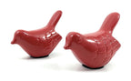 Set of Two Red Metal Bird Tabletop Sculpture  Warm Home View