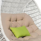 69" Beige and White Metal Indoor Outdoor Swing Chair with Beige Cushion  Warm Home View