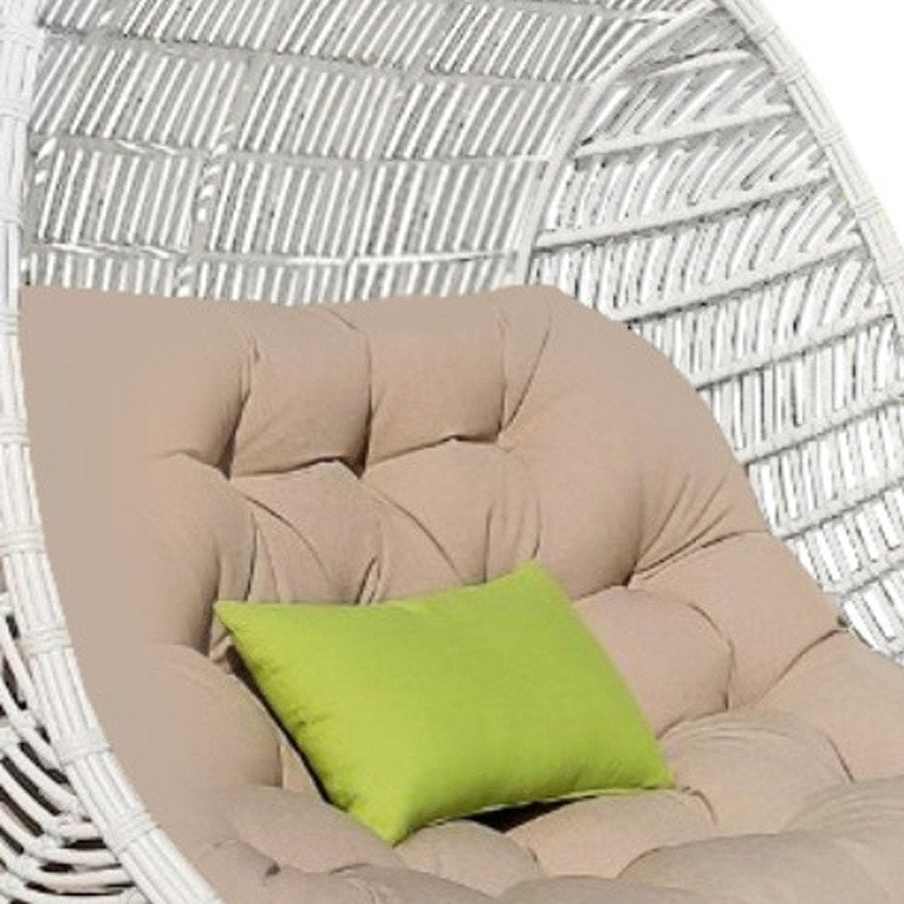 69" Beige and White Metal Indoor Outdoor Swing Chair with Beige Cushion  Warm Home View