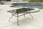 Seven Piece Black and Gray Rectangular Glass Dining Set with Six Chairs  Warm Home View
