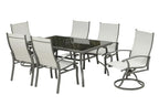 Black and Gray Rectangular Glass Patio Dining Set - 7 Piece  Warm Home View