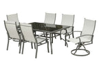 Seven Piece Black and Gray Rectangular Glass Dining Set with Six Chairs  Warm Home View