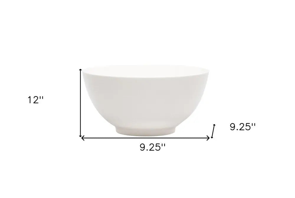 White Porcelain Large Round Serve Bowl  Warm Home View