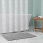 72" White Floral Faux Linen Shower Curtain With Embroidery  Warm Home View