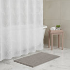 72" White Floral Faux Linen Shower Curtain With Embroidery  Warm Home View