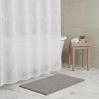 72" White Floral Faux Linen Shower Curtain With Embroidery  Warm Home View