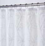 72" White Floral Faux Linen Shower Curtain With Embroidery  Warm Home View
