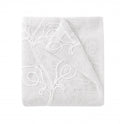 72" White Floral Faux Linen Shower Curtain With Embroidery  Warm Home View