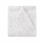 72" White Floral Faux Linen Shower Curtain With Embroidery  Warm Home View
