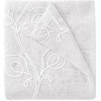 72" White Floral Faux Linen Shower Curtain With Embroidery  Warm Home View