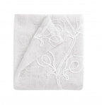 72" White Floral Faux Linen Shower Curtain With Embroidery  Warm Home View