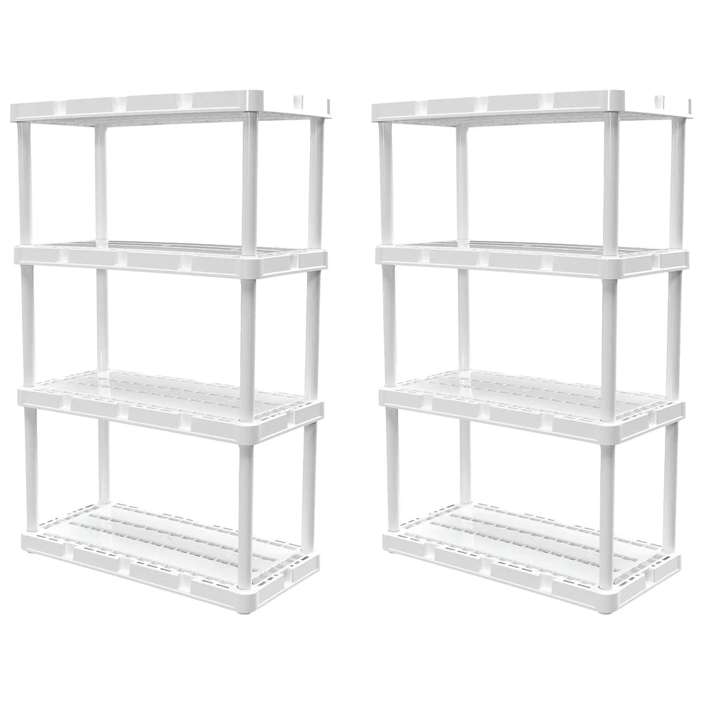 Gracious Living 2-Pack 4-Shelf Storage Shelving Fixed-Height Light-Duty Knect-A-Shelf White  Warm Home View