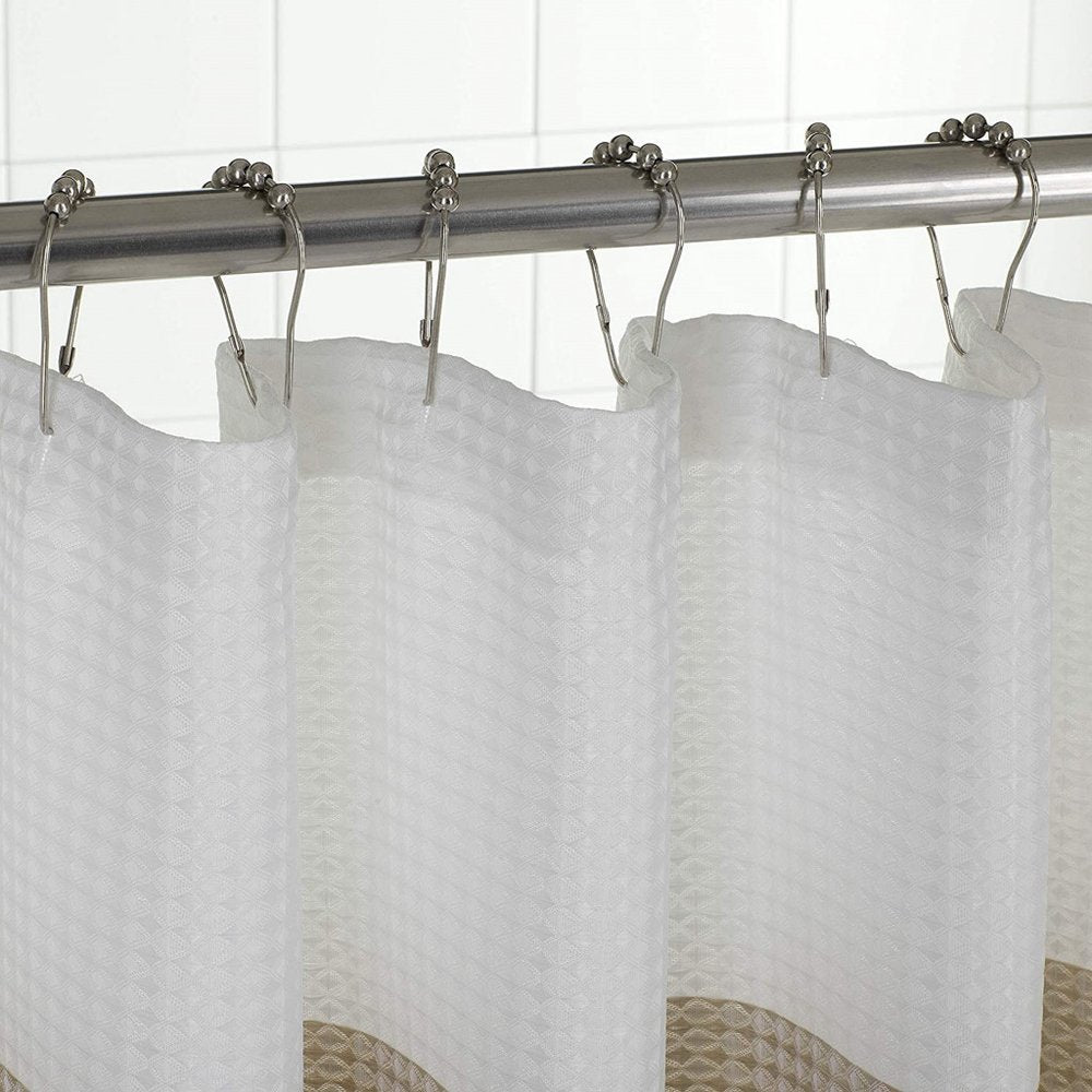 72" White And Taupe Striped Shower Curtain  Warm Home View