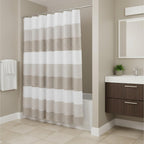 72" White And Taupe Striped Shower Curtain  Warm Home View