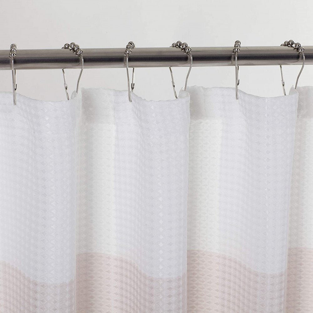 72" White And Pink Striped Shower Curtain  Warm Home View