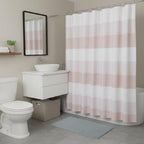 72" White And Pink Striped Shower Curtain  Warm Home View
