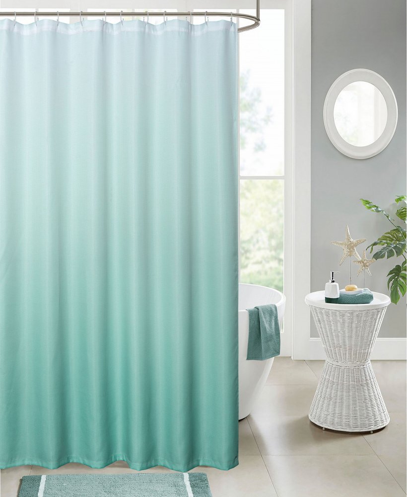 72" White And Sea Green Ombre Shower Curtain  Warm Home View