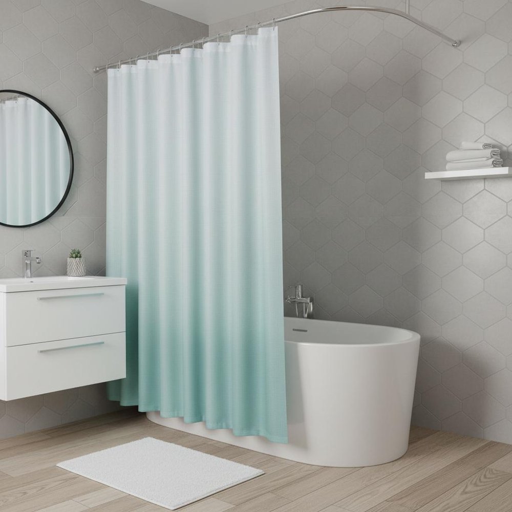72" White And Sea Green Ombre Shower Curtain  Warm Home View
