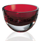 6" Red Mouth Blown Crystal Thick Walled Bowl  Warm Home View
