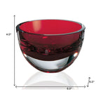 6" Red Mouth Blown Crystal Thick Walled Bowl  Warm Home View