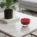 6" Red Mouth Blown Crystal Thick Walled Bowl  Warm Home View