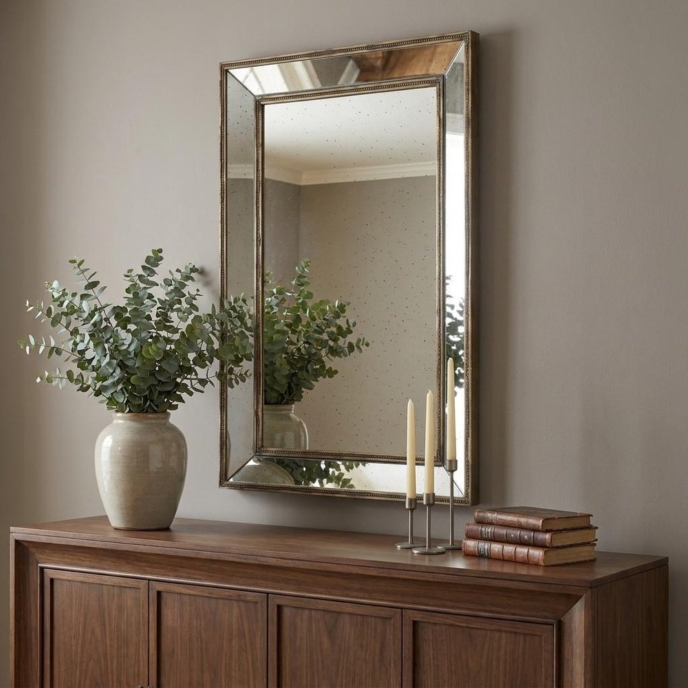 43" Silver Wood Framed Accent Mirror  Warm Home View