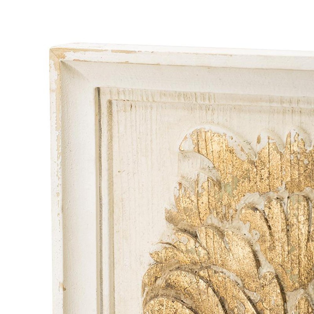 Set of Two 30" White and Gold Wood Framed Accent Mirrors  Warm Home View