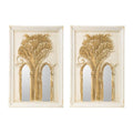 Set of Two 30" White and Gold Wood Framed Accent Mirrors  Warm Home View