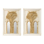 Set of Two 30" White and Gold Wood Framed Accent Mirrors  Warm Home View