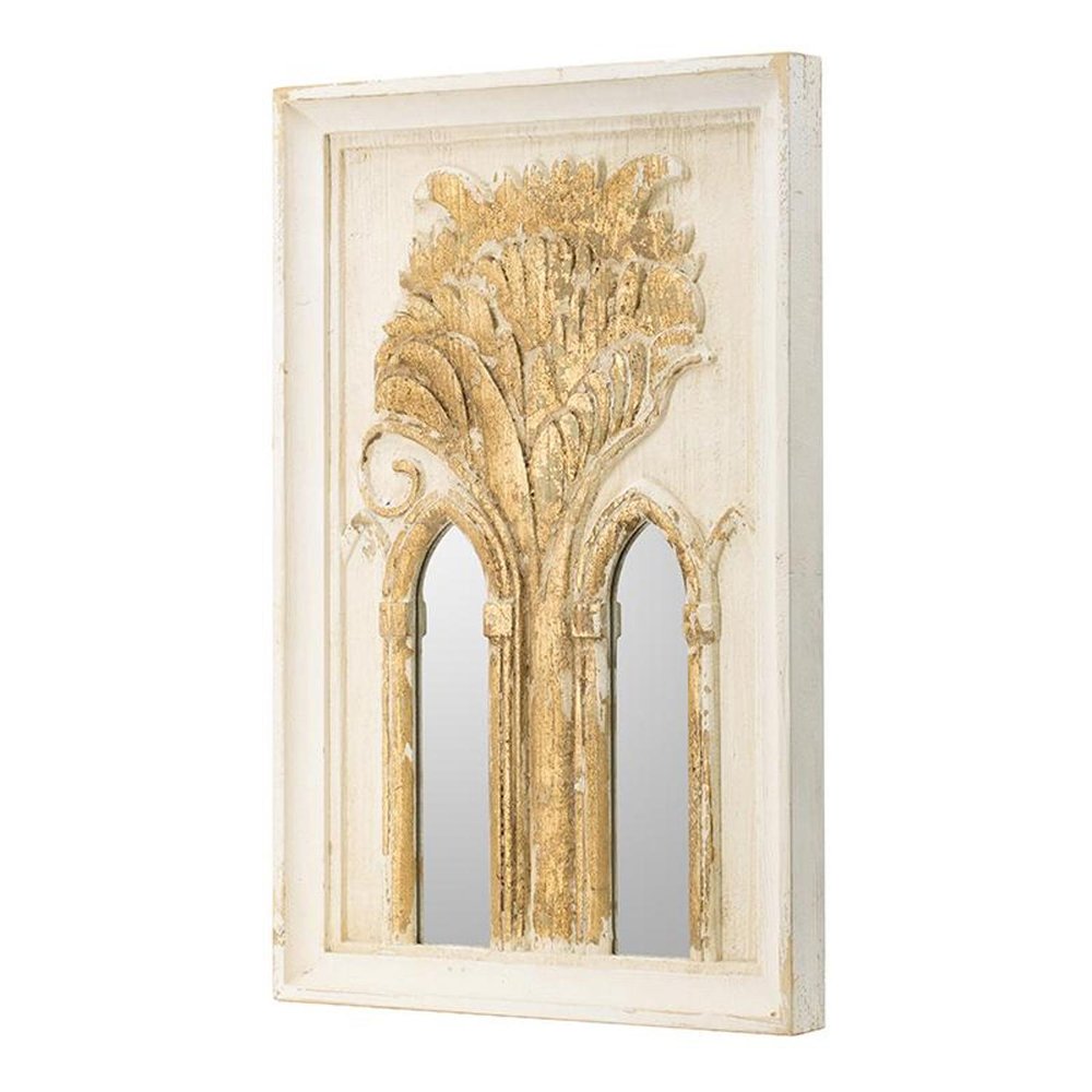 Set of Two 30" White and Gold Wood Framed Accent Mirrors  Warm Home View