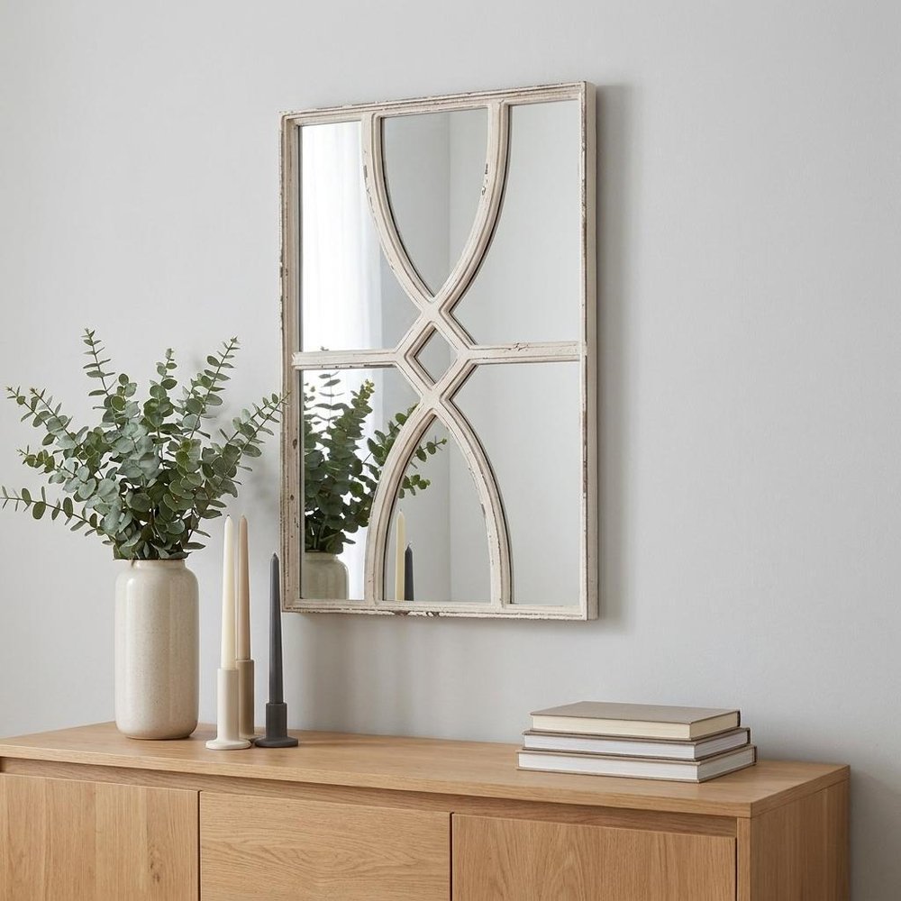 Set of Two White Wood Framed Accent Mirror  Warm Home View