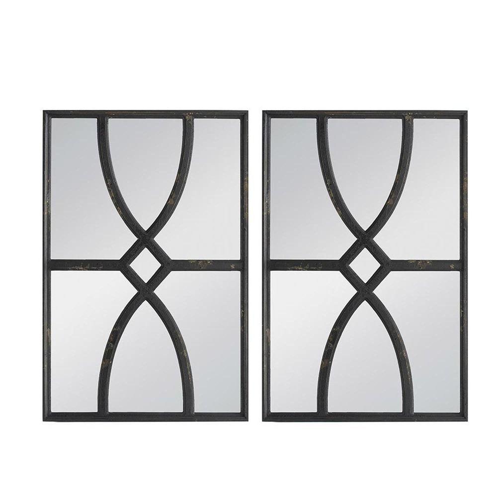 Set of Two Black Wood Framed Accent Mirror  Warm Home View