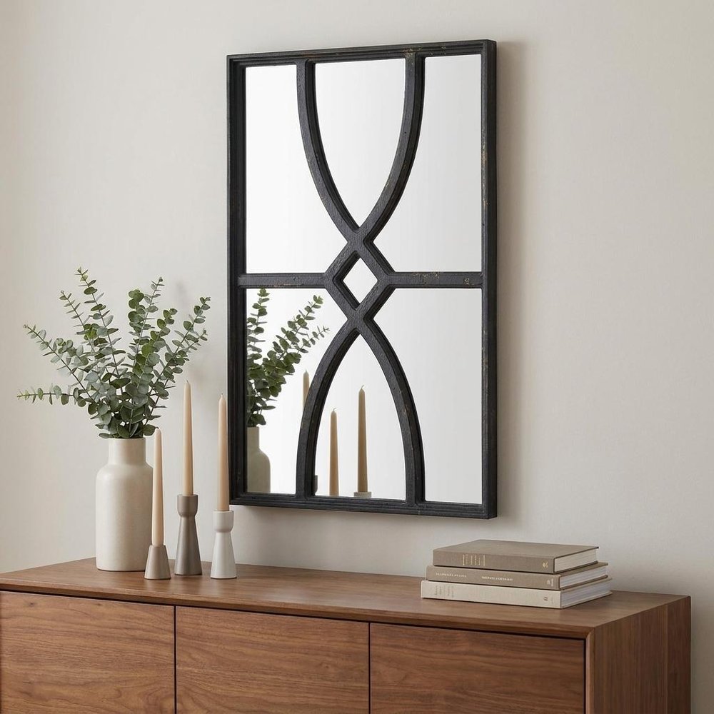 Set of Two Black Wood Framed Accent Mirror  Warm Home View