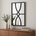 Set of Two Black Wood Framed Accent Mirror  Warm Home View
