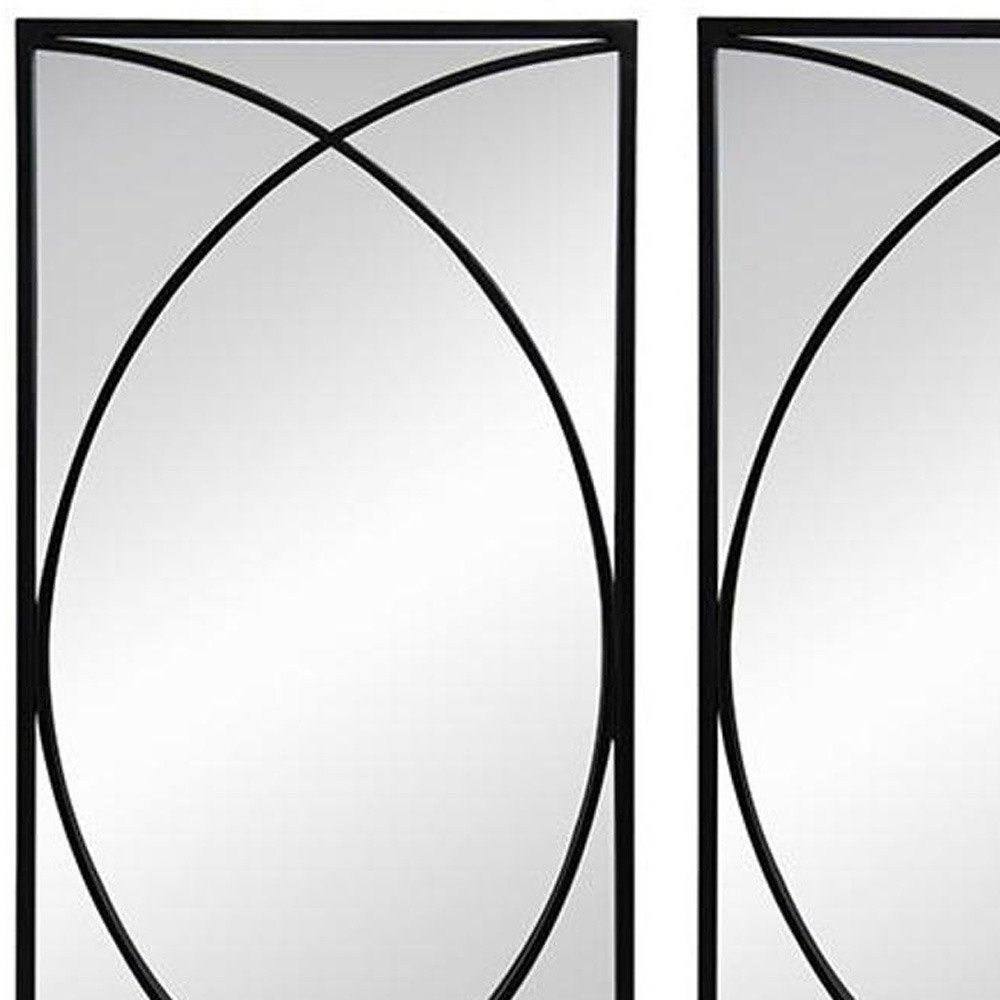 Set of Three Black Iron Framed Accent Mirror  Warm Home View
