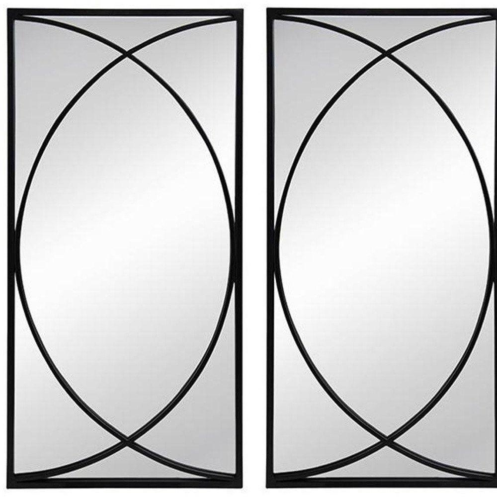 Set of Three Black Iron Framed Accent Mirror  Warm Home View