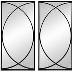 Set of Three Black Iron Framed Accent Mirror  Warm Home View