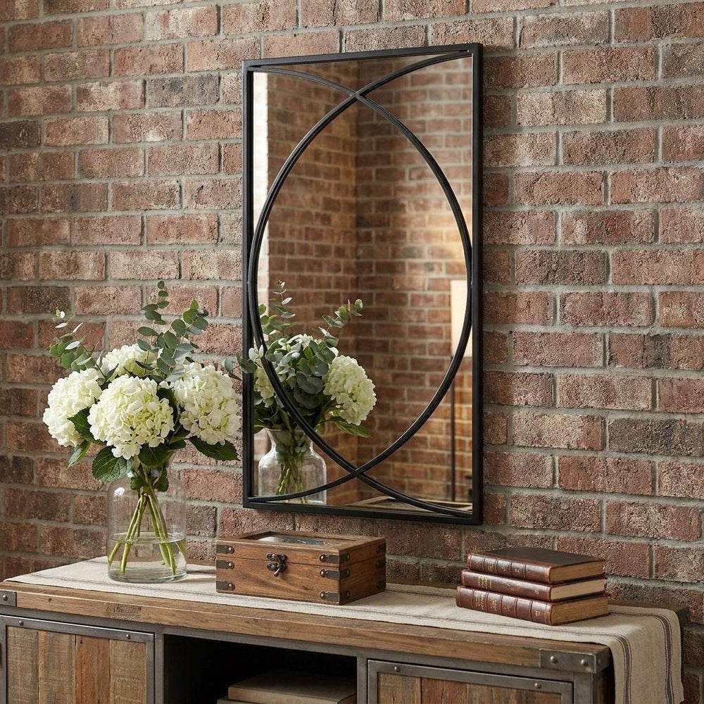 Set of Three Black Iron Framed Accent Mirror  Warm Home View