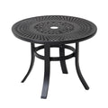 24" Black Rounded Metal Outdoor Bistro Table with Umbrella Hole  Warm Home View